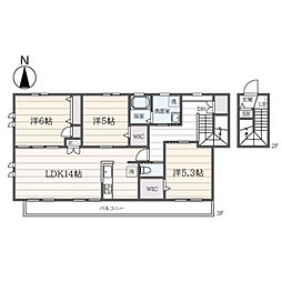 グランソレイユ本牧 3階3LDKの間取り