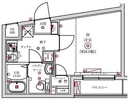 VERXEED α AYASE 1階1Kの間取り