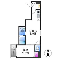 グランコスモ 2階1LDKの間取り