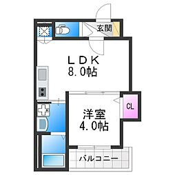 エグレットヒル矢田 1LDKの間取図画像