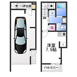 南海高野線 初芝駅 徒歩14分の賃貸一戸建て ワンルームの間取り