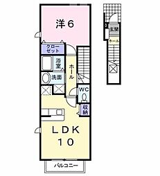 メゾン リール 2階1LDKの間取り