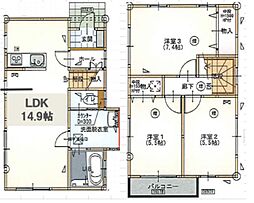 グランソフィア松江 1号棟 1階3LDKの間取り