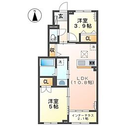 リラ・コンフィ 2LDKの間取図画像