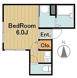 グランドウルス 1階1Kの間取り