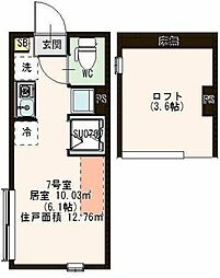 エリムレジデンス豊島園 1階ワンルームの間取り