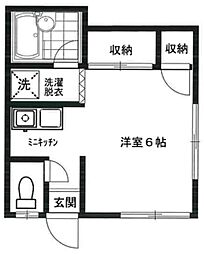 グリュックハウス ワンルームの間取図画像