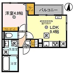D-Luce黒田-EAST 1階1LDKの間取り