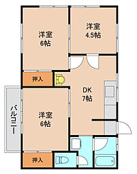 東京メトロ東西線 妙典駅 徒歩7分の賃貸アパート 2階3DKの間取り