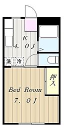 グランドハイツ1 2階1Kの間取り