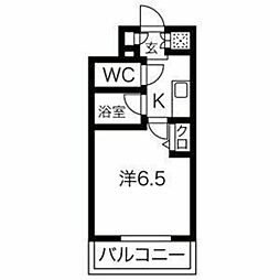 スパシエ八王子クレストタワー 12階1Kの間取り