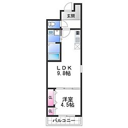 南海線 和歌山市駅 徒歩6分の賃貸アパート 3階1LDKの間取り