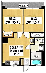 天禄ビル 2DKの間取図画像