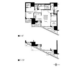 フレンシア四谷左門町 2LDKの間取図画像