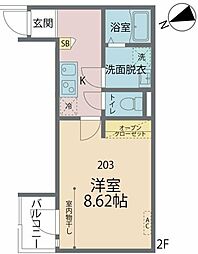カインドネス十日市場 1Kの間取図画像