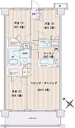 エスティメゾン豊洲レジデンス 7階3LDKの間取り