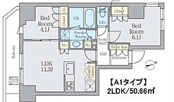 クレストコート上野 3階2LDKの間取り