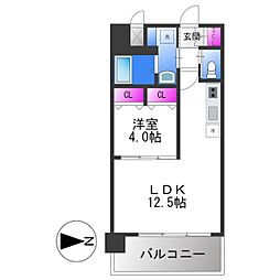 プレジオ八戸ノ里 3階1LDKの間取り