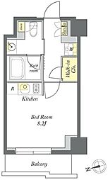 都営大江戸線 清澄白河駅 徒歩10分の賃貸マンション 1階ワンルームの間取り