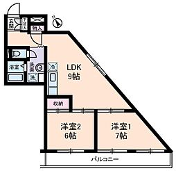 STハイム千鳥 3階2LDKの間取り