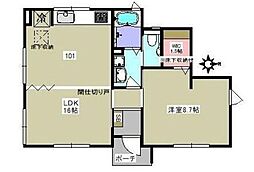 グレイスヴィラ東雪谷 1階1LDKの間取り