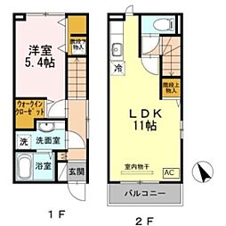 エバーグリーン栄 1階1LDKの間取り