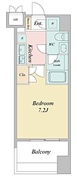 パシフィックレジデンス芝一丁目 1Kの間取図画像