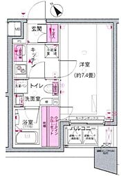 東京メトロ日比谷線 神谷町駅 徒歩4分の賃貸マンション 4階1Kの間取り