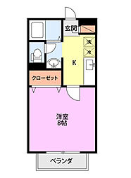 サンロイヤル白山浦 1Kの間取図画像