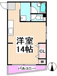 シグマロイヤルハイツ 4階ワンルームの間取り