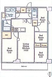 墨田区吾妻橋2丁目マンション 4LDKの間取図画像