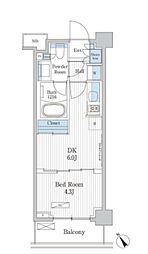 パークアクシス門前仲町テラス 1DKの間取図画像