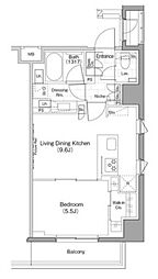 ザ・パークハビオ早稲田 2階1LDKの間取り