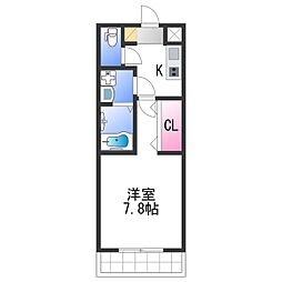 ジーメゾン高石加茂 3階1Kの間取り