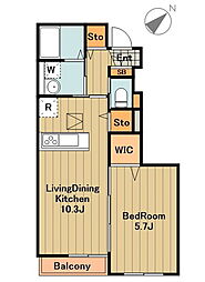 ベラーノ 1LDKの間取図画像