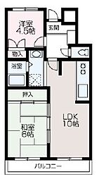 リーベル・ハイマート 3階2LDKの間取り