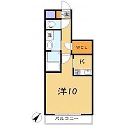 エスペランサII 2階1Kの間取り