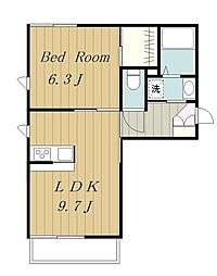 River　WindI 2階1LDKの間取り