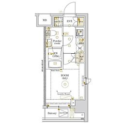 エストゥルース新小岩 11階1Kの間取り