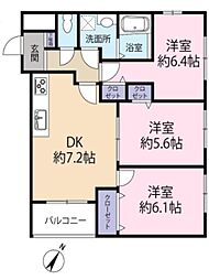 エバーグリーンパレス船橋本町 3DKの間取図画像