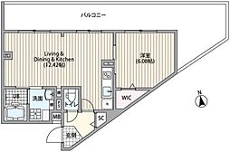 エルファーロ笹塚3 402 4階1LDKの間取り
