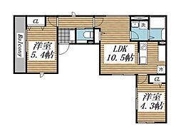 Heim Komorelia 2階2LDKの間取り