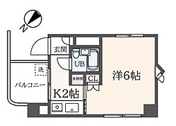 デイジイ川崎 1Kの間取図画像