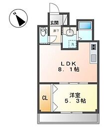 Raffine Port 2階1LDKの間取り