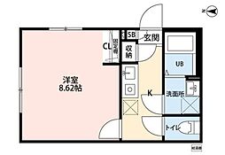 所沢市大字山口アパート 1Kの間取図画像