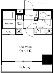 パークキューブ新板橋 12階1Kの間取り