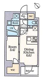 クレストコート南長崎 1DKの間取図画像