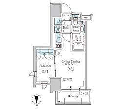 パークアクシス池袋 10階1LDKの間取り