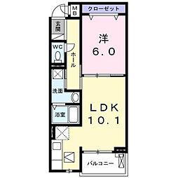 ブライト セゾン 1階1LDKの間取り