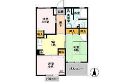 グランディール山中 1階3DKの間取り